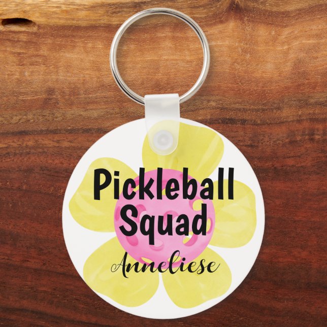 Personalized Pickleball Squad Flower Gift Keychain (Front)