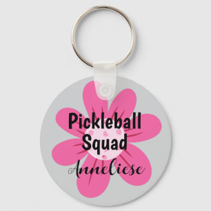 Personalized Pickleball Squad Flower Gift Keychain