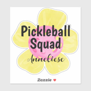 Personalized Pickleball Squad Flower Gift Sticker