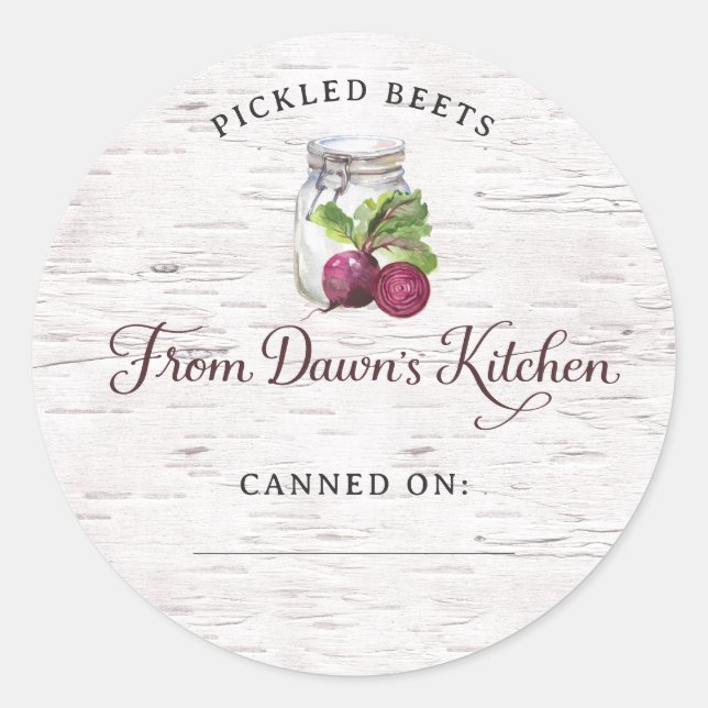 Personalized Pickled Beets Canning Stickers (Front)