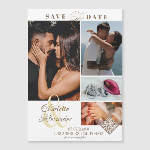 Personalized Picture 4 Photo Collage Save the Date Magnetic Invitation
