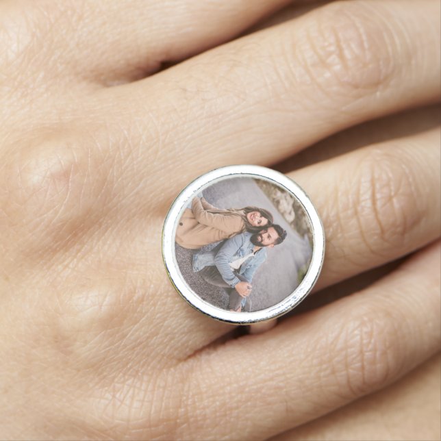 Personalized Picture Birthstone Memorial Photo Ring (In Situ)