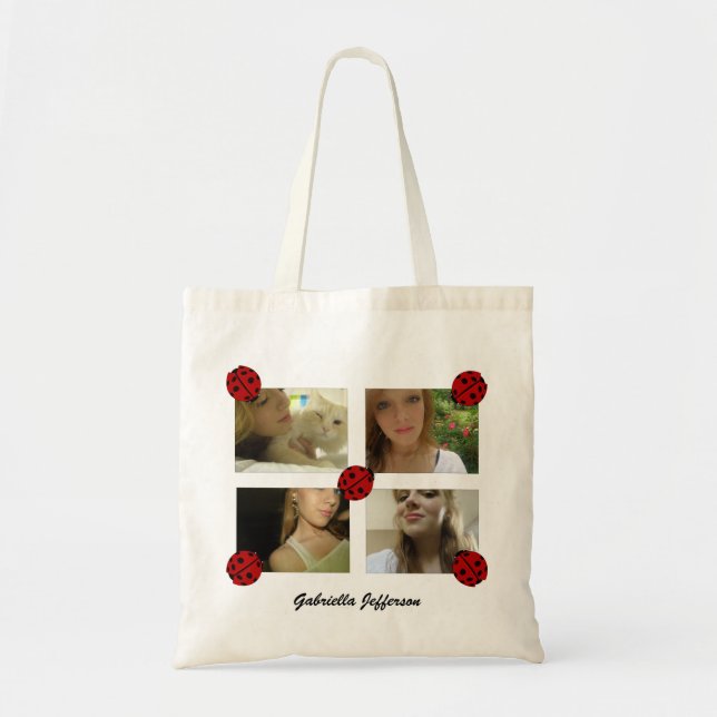 Personalized Picture Collage: Ladybug Tote Bag (Front)