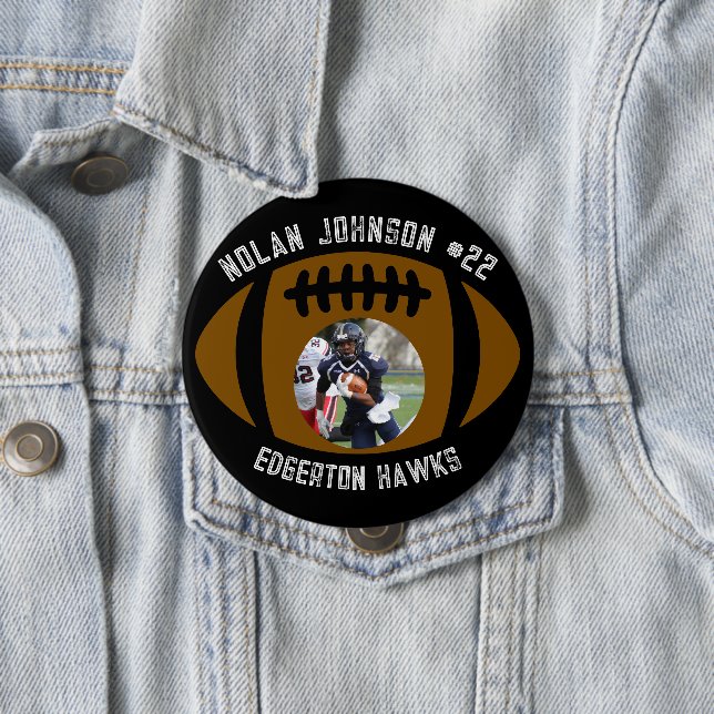 Personalized Picture Football Player School Mascot Button (In Situ)