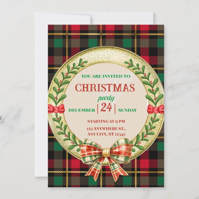Personalized Picture Frame and Christmas Wreath Invitation (Front)