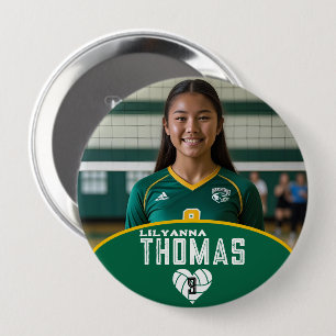 Personalized Picture Volleyball Player Name Number Button
