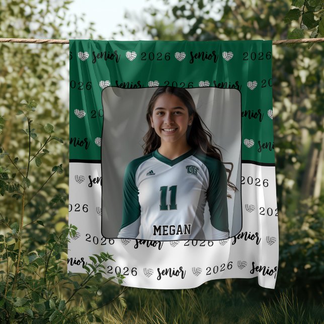 Personalized Picture Volleyball Senior Gift Fleece Blanket (Creator Uploaded)