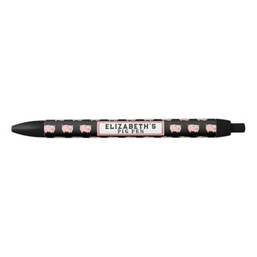 personalized pig black ink pen