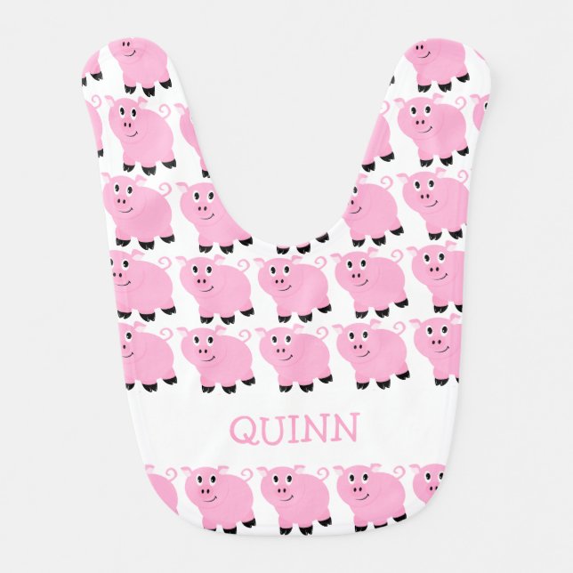 Personalized Pig Pattern Sweet Little Pig Bib (Front)