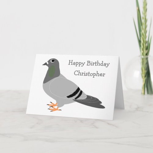 Personalized Pigeon Design Birthday Card