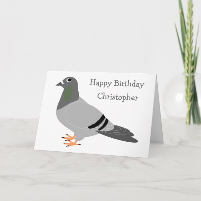 Personalized Pigeon Design Birthday Card (Front)