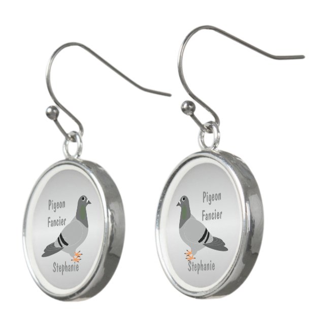 Personalized Pigeon Design Earrings (Angled)