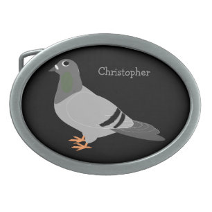 Personalized Pigeon Design Oval Belt Buckle