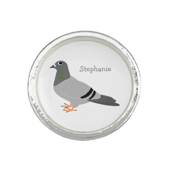 Personalized Pigeon Design Ring (Front)