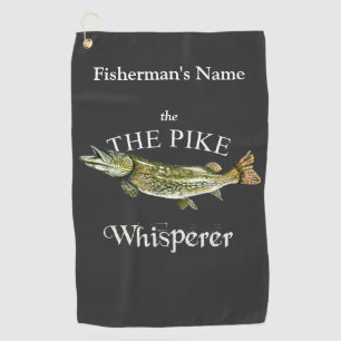 Personalized Pike Whisperer Dark Fishing Towel