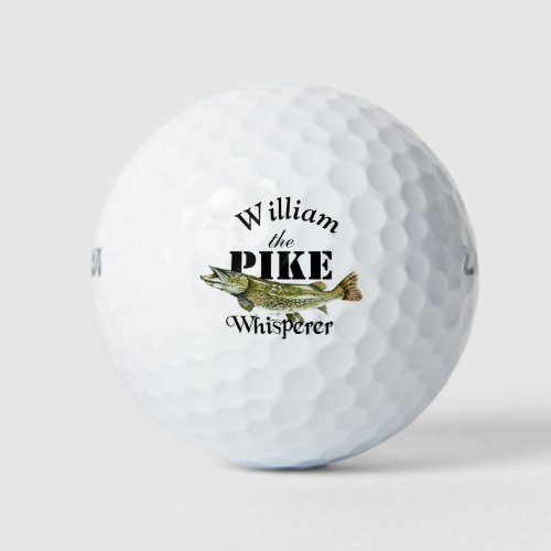 Personalized Pike Whisperer Fisherman Golf Balls
