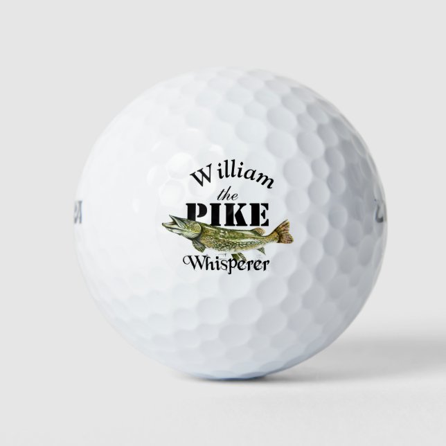 Personalized Pike Whisperer Fisherman Golf Balls (Front)