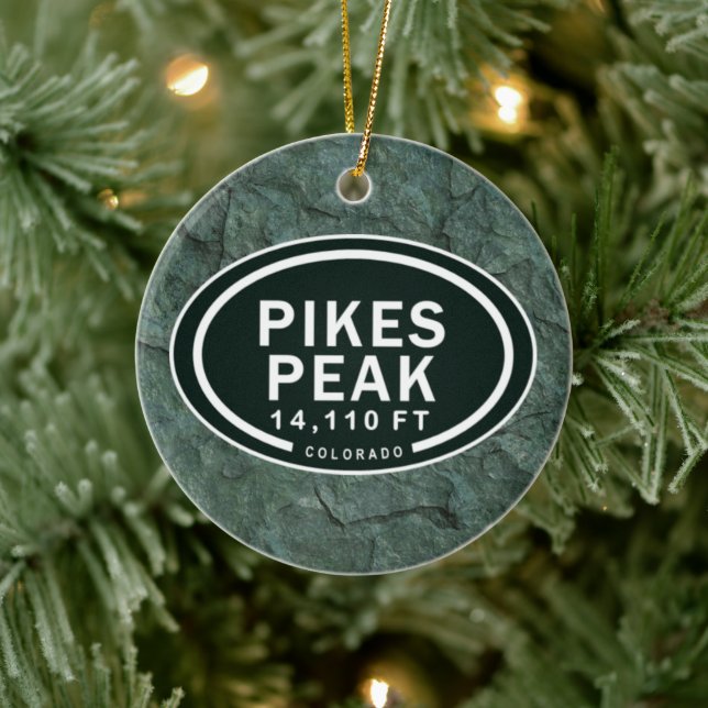Personalized Pikes Peak Colorado Springs Mountain Ceramic Ornament (Tree)