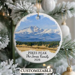 Personalized Pikes Peak Ornament, Custom Colorado Ceramic Ornament