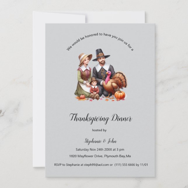Personalized Pilgrim Fathers Thanksgiving Invitation (Front)