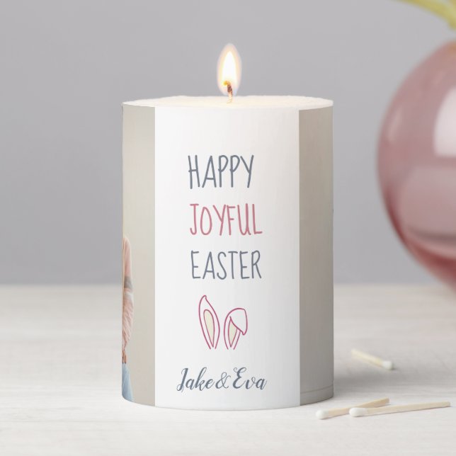 Personalized Pillar Candle: Happy Joyful Easter Candle (In Situ)