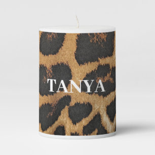 Personalized Pillar Candle - Leopard Print