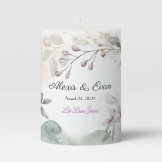 PERSONALIZED PILLAR WEDDING CANDLE (Floral )