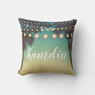 Personalized Pillow Beach Sunset Palm Tree String
