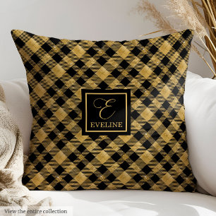 Personalized Pillow Black Gold Chic Wedding Gift