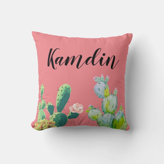 Personalized Pillow Bohemian Cactus Succulents Des (Front)