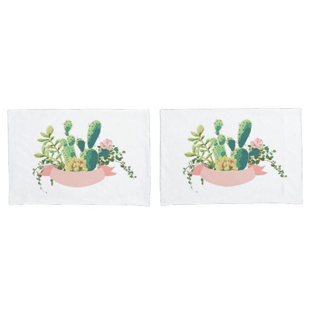 Personalized Pillow Cases Bohemian Cactus Succulen (Front-Set)