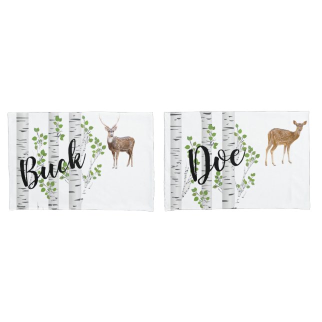 Personalized Pillow Cases Deer Doe Buck Woodland H (Front-Set)