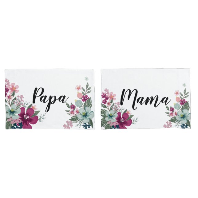 Personalized Pillow Cases Tropical Flowers on Whit (Front-Set)