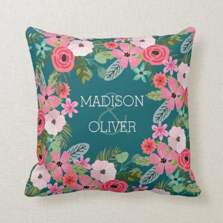 Personalized Pillow Couples Pillow Floral Pillow