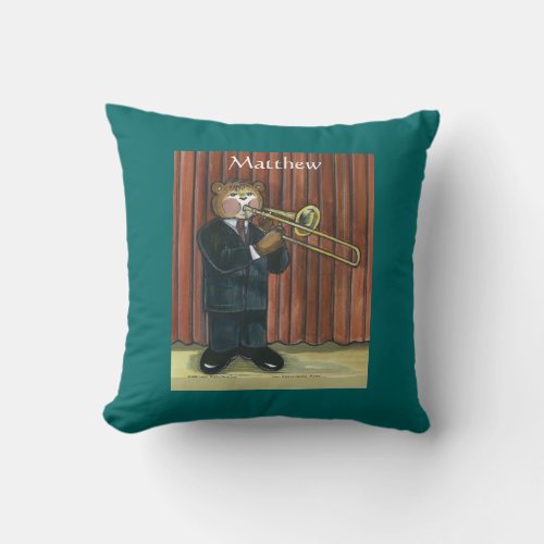 Personalized Pillow for Male Trombone Player