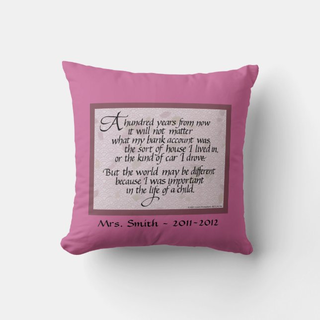 Personalized Pillow for Teacher, American MoJo (Front)