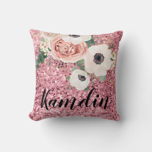 Personalized Pillow Geometric Garden Rose Gold