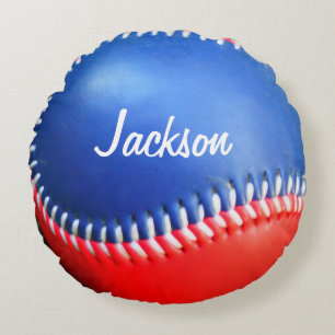 Personalized Pillow Red White  Blue Baseball