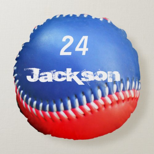 Personalized Pillow Red White Blue Baseball