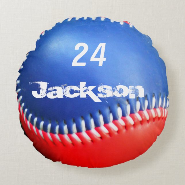 Personalized Pillow Red White Blue Baseball (Front)