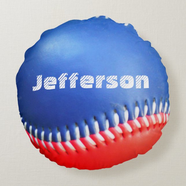 Personalized Pillow Red White  Blue Baseball (Back)
