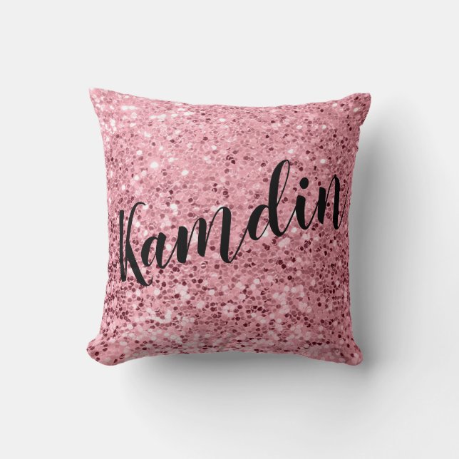 Personalized Pillow Rose Gold Glitter (Front)