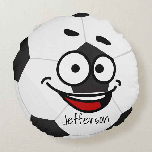 Personalized Pillow Soccer Ball funny face (Back)