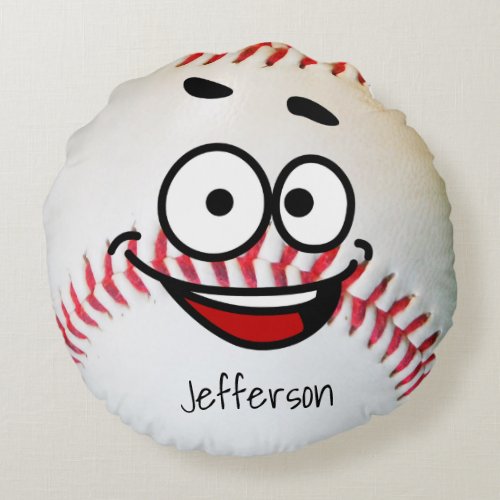 Personalized Pillow White Baseball funny face