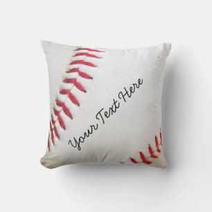Personalized Pillow White Baseball red stitching
