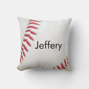 Personalized Pillow White Baseball red stitching