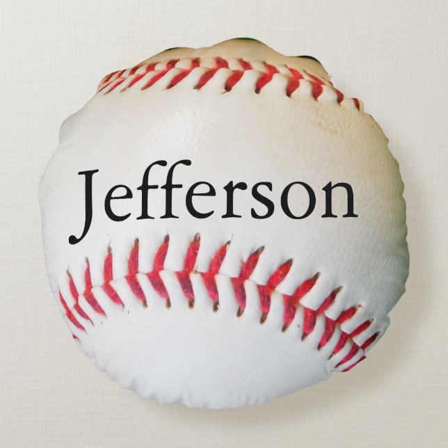 Personalized Pillow White Baseball red stitching (Back)