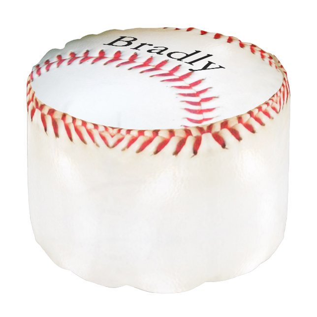 Personalized Pillow White Baseball red stitching (Angled Front)