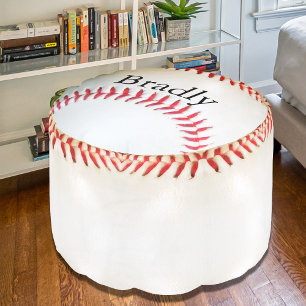 Personalized Pillow White Baseball red stitching