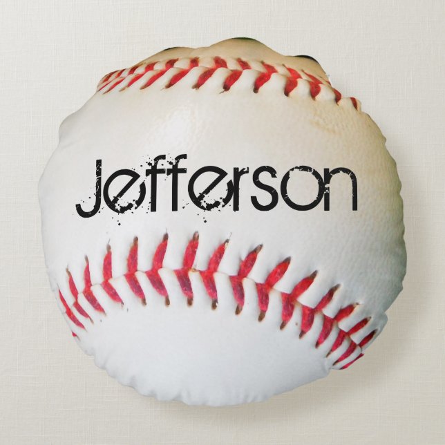 Personalized Pillow White Baseball red stitching (Back)